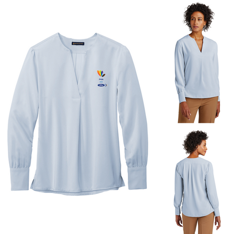 PRIDE Brooks Brothers Open Neck Satin Blouse