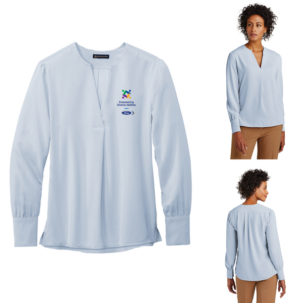 FEDA Brooks Brothers Open Neck Satin Blouse