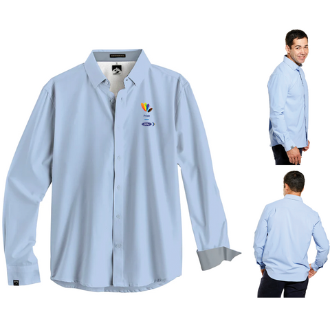 PRIDE Influencer Men's Button Down Shirt-Oxford Blue/Grey