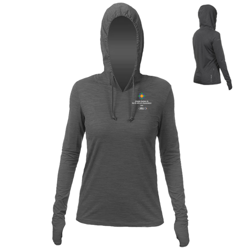 MENA Anetik Women's Breeze Tech Hooded Tee-Charcoal