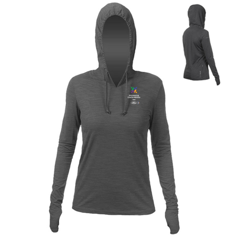 FEDA Anetik Women's Breeze Tech Hooded Tee-Charcoal