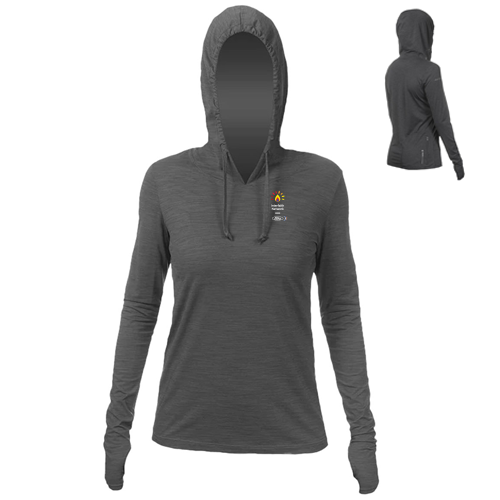 FIN Anetik Women's Breeze Tech Hooded Tee-Charcoal